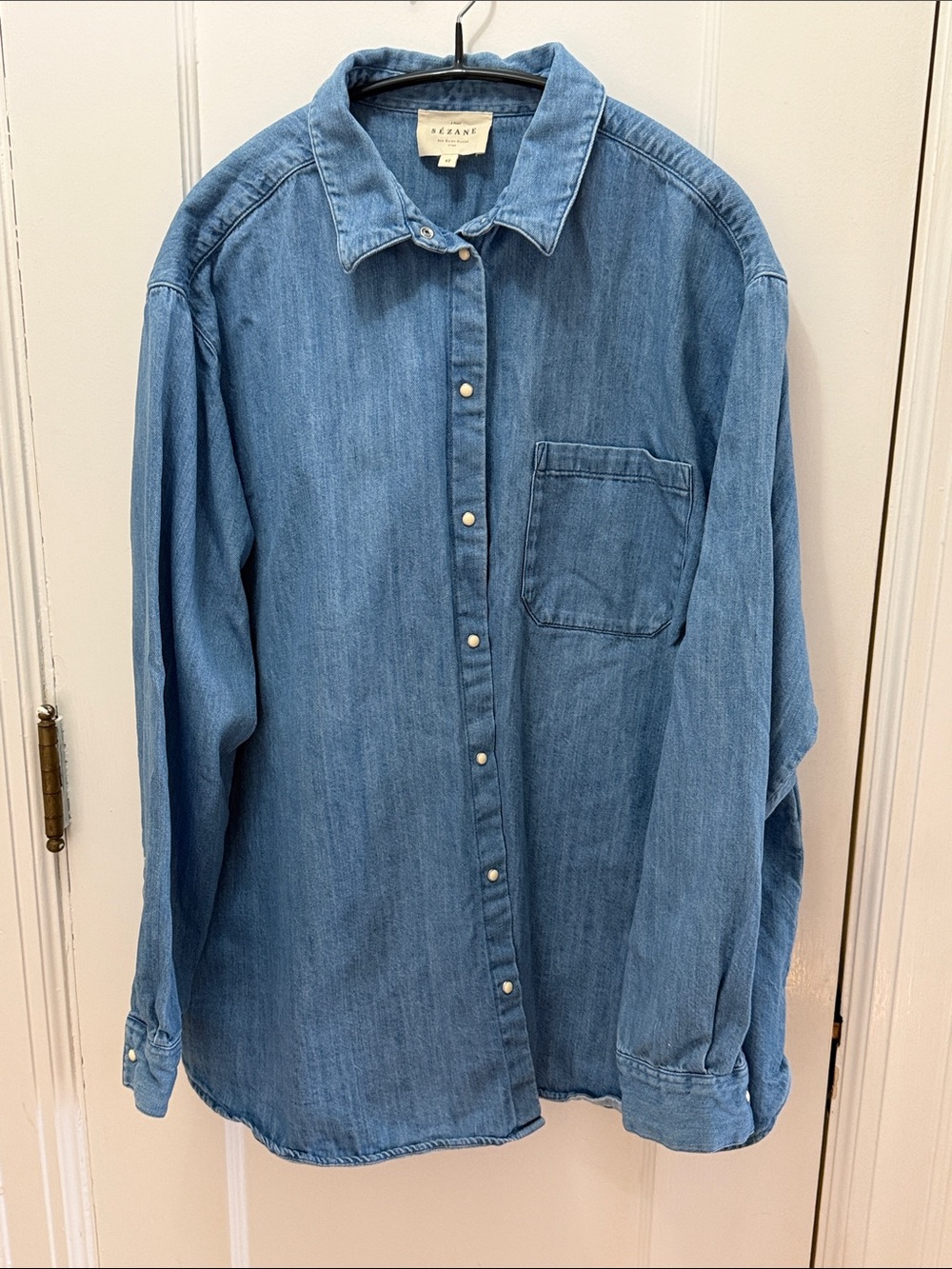 Sézane Light Blue Denim Button-Down Shirt